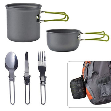 Portable Outdoor Cooking Set: Mini Gas Stove, Pot, and Utensils for Hiking, Picnics, and Camping