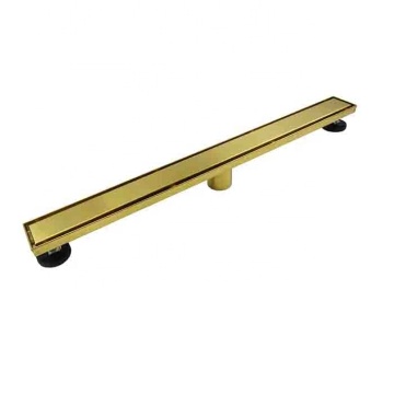 Gold Chrome Industrial Floor Grating with Linear Shower Drain and Stainless Steel Cover