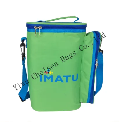 Lime blue 2 persons oxford insulated bag for wine bottle