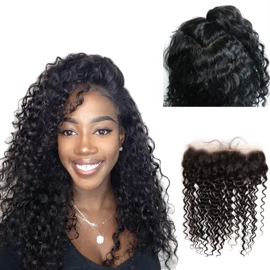 Lace Frontal Closure for full head Spanish curly 100% virgin Remy Peruvian human hair weaving