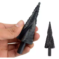 Buena calidad de 4-32 mm Triangle Spiral Step Cone HSS Hex Shank Hyper Stepped Drill Bits para metal