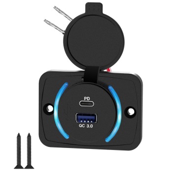 Type C USB Car Charger with Dustproof Cap, Dual Ports (QC3.0 & PD), 18W Quick Charge for RVs and Buses