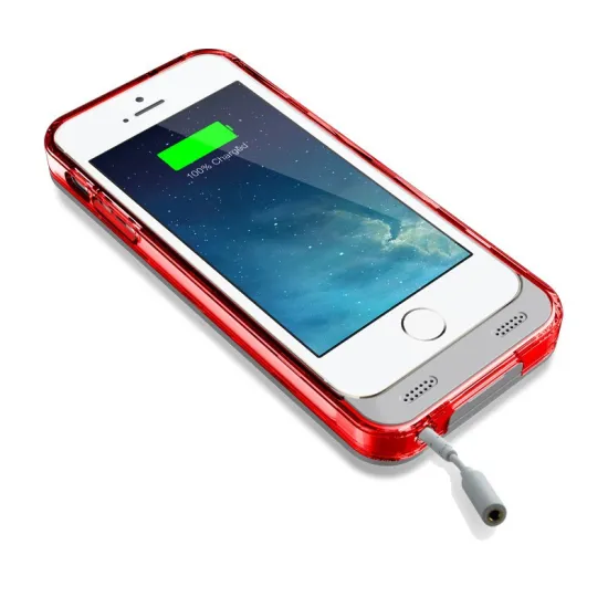 For iPhone 5S/5 extended Battery Case MFi Certified 2400mAh rechargeable Battery Case Removable