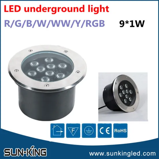 Custom made multi color buried led change color underground lamp, rgb led underground sidewalk lighting 9x1W