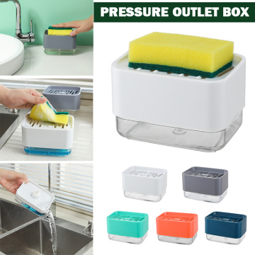 Soap Pump Dispenser 2-in-1 Liquid Dispenser Container With Sponge Holder Hand Press Soap Organizer Home Kitchen Cleaner Tools