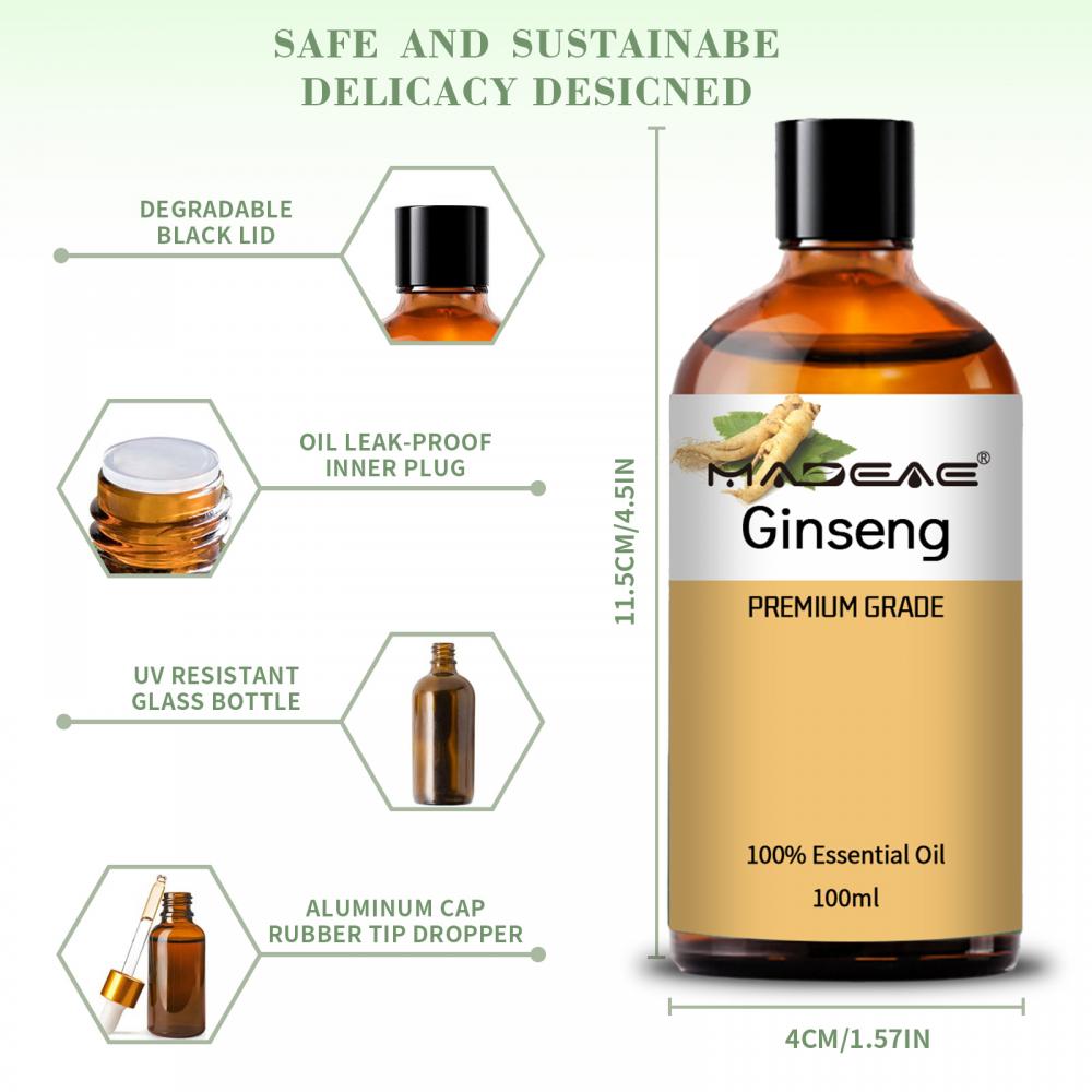 100% alto efectivo de crecimiento del cabello Ginseng Aceite esencial Pérdida contra el cabello Renovación de cabello rápido