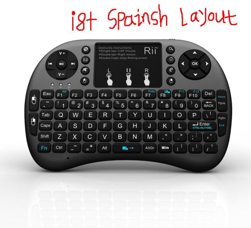 Rii Mini I8+ Wireless Keyboard Elegance, Usded for PC, PS3. xBox360, Smart TV, Android TV Box, IPTV, HTPC (RT-MWK08+ Spanish Layout)