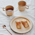 Vintage Style Retro Mug and Plate Ceramics Plate and Cups Set Japanese Stackable Mug with Saucer