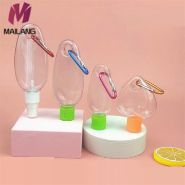 Bouteille pour animaux de compagnie claire de 50 ml de voyage avec un support de silicone pour désinfectant pour les mains