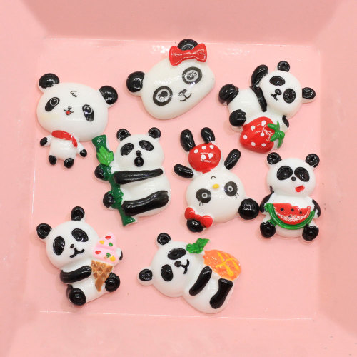 Various Type Kawaii Panda Shaped Resin Cabochon 100pcs Handmade Craftwork Decorative Beads Slime DIY Toy Decor