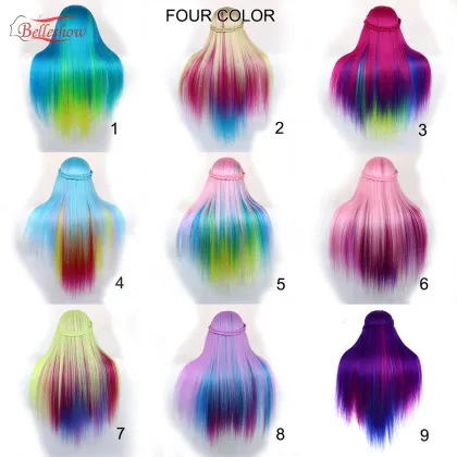 Hot sell Wholesale Afro Silky Straight Training Manikin Head With Hair Synthetic Doll Head  Rainbow Training Mannequin Head