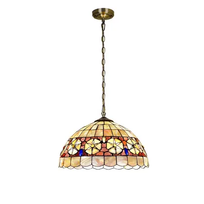 Tiffany Style Camellia Round Shell Pendant Light
