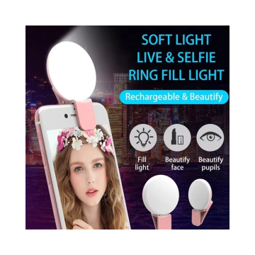 Lampu cincin selfie mudah alih mini yang boleh dicas semula untuk telefon pintar
