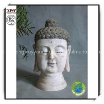 25 Inches Fiberglass gray Buddha head statue