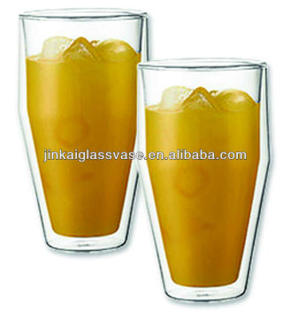 Top sale double wall glass drinkware cola glass brandy cup