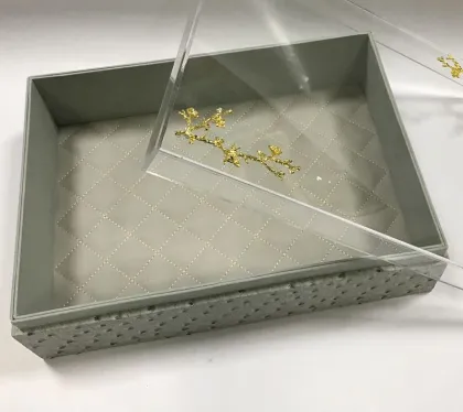 Gray Ostrich Leather Gift Packaging Box For Sale