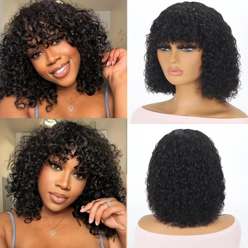 Curly bob Wig With Bangs