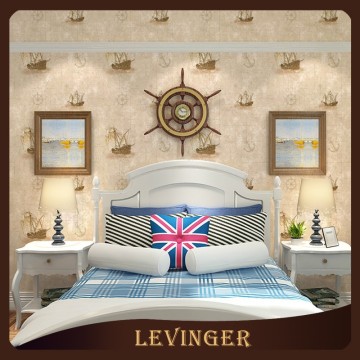 Levinger Textile Mediterranean Style Waterproof Wallpaper for Children Bedroom decoration