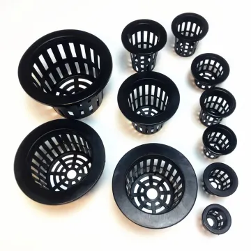 Hydroponic Planting Supplies: White and Black Mesh Net Cups, Basket Pots for Aeroponic and Soilless Organic Gardening