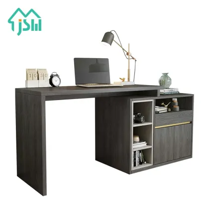 Modern Black Study Room Furniture: Home Office Desk with Storage - Corner Computer Desk Table