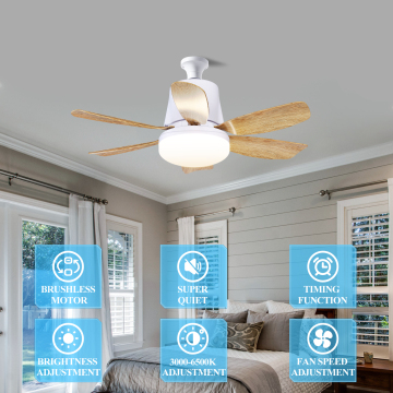 Emitting Home Decor: Modern LED Ceiling Fan with Dimmable Remote Control Smart Lights