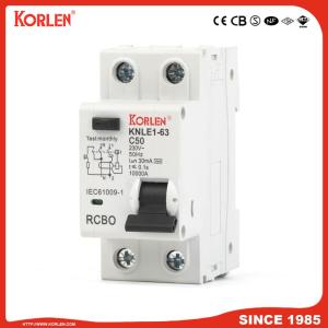 Residual Current Circuit Breaker RCBO KNLE1-63 CE 1P