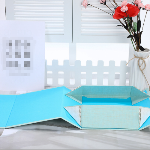 Flat lid pink blue folding gift box