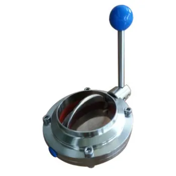 Sanitary Stainless Steel Welded Butterfly Valve, Made of SS304 and SS316L