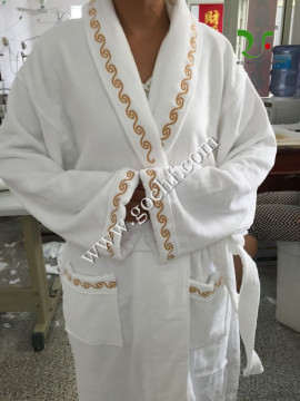 patrician plush terry velour bathrobe decorated with embroidery