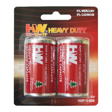 Batería D resistente R20P 1,5 V cubierta metálica