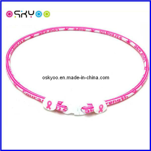 Think Pink Breast Cancer Awareness Titanium Sports Necklace and Bracelet