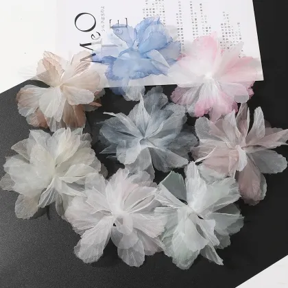 3D Tulle Flower Handmade Organza Artificial Flowers for DIY Hair Accessories