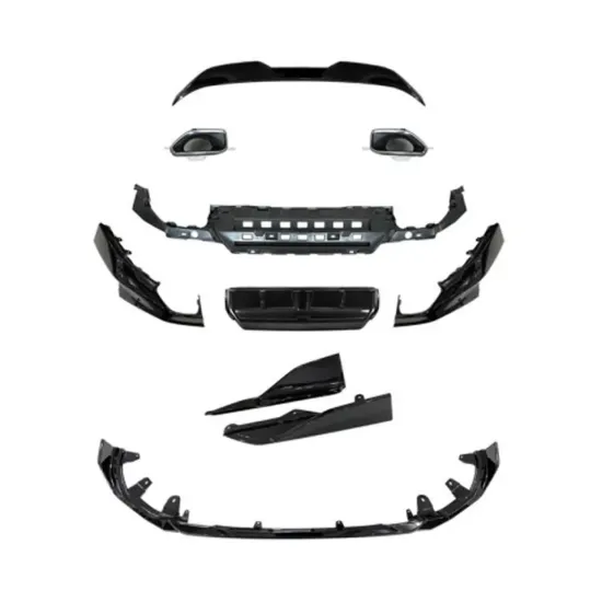 Gloss Black Aero Kit for BMW G42 M-Tech: Front Lip, Rear Diffuser, Side Skirts, Vents, and Spoiler Body Kit