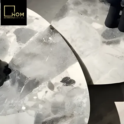 Imported Luxury Oreo Gray Irregular Marble Coffee Table