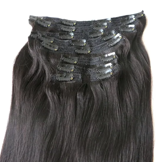 HARMONY Factory Wholesale Hot Selling 18" 120G Customized Double Drawn Human Hair Clip In Hair Extensions Human Hair