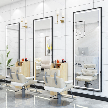 Gold-Toned Wallybeauty Modern Salon Styling Beauty Station with Tall Mirror: Luxury Hairdressing Furniture