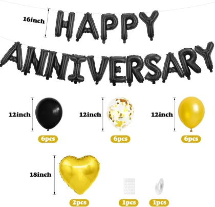 Black anniversary commemorative balloons