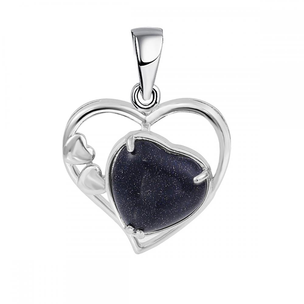 Blue Sandstone Love Heart Birthstone Pendante Colliers de pierre précieuse pour les femmes