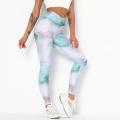 dath ceangail yoga leggings làn fhaid