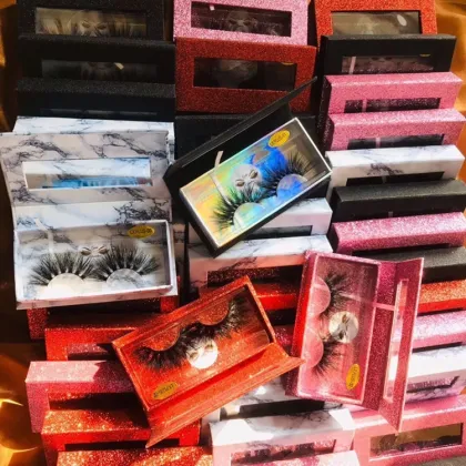 Customized Eyelash Packaging Box Premium Mink Eyelashes 3D Eyelash Packaging Box 100 Packs Crown Lash Box Package