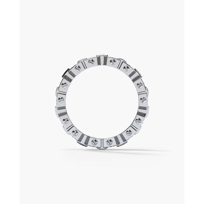 White Gold Lab Diamond Geometric Link Ring