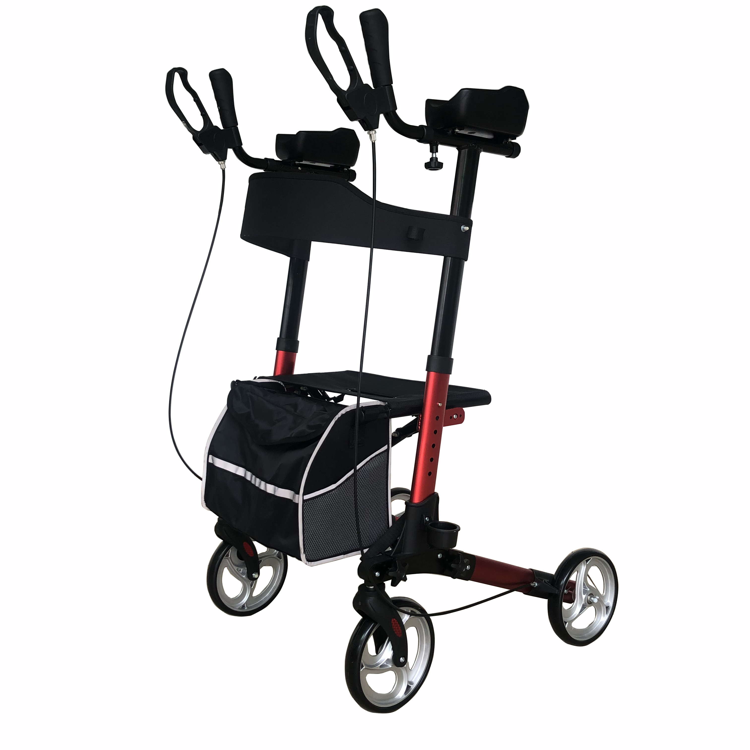 Aluminum Upright Rollator Walkers with Armrests, Handrails and Cup Holder