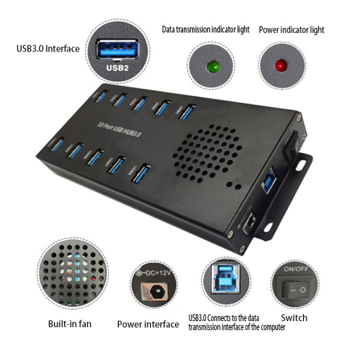 Extensión de línea de colección de 10 puertos Portable USB3.0