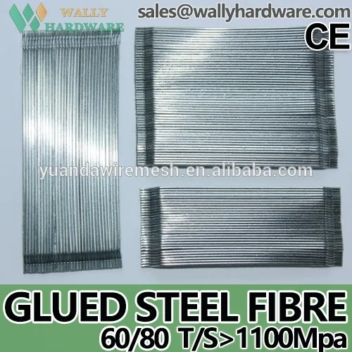 Metal material wallyhardware end hooked,cold drawn,glued,low carbon steel fiber for highway pavement