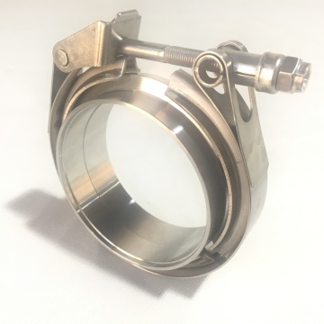 Stainless Steel Quick Release V Band Clamp with Male & Female Flanges and Slotted Nut + Locking Nut