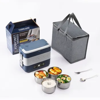 High-Quality Stainless Steel Portable Electric Lunch Box for Quick Cooking and Heating