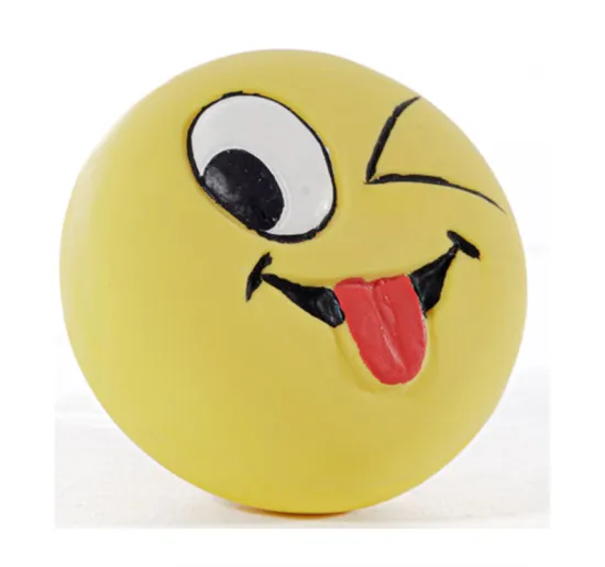 Funny Face Squeaky Latex Pet Ball Toy