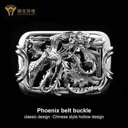 Wholesale Custom 925 Sterling Silver Chinese Phoenix Belt Buckle