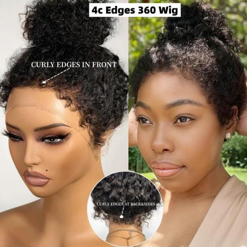 4C Kinky Curly Edges Hairline 360 Lace Front