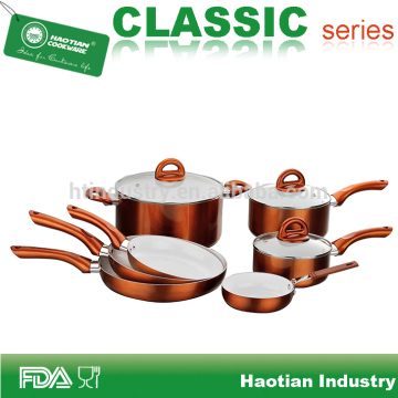 Pressed Aluminum 10pcs Metallic Cookware Set